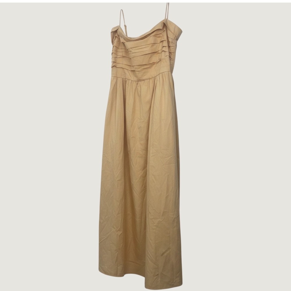 NEW Abercrombie & Fitch Size L Maxi Dress Peach Poplin Sundress Coquette Ruched